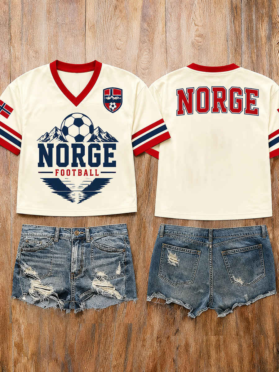 Retro norsk fotbollsfanart-print avslappnad tröja