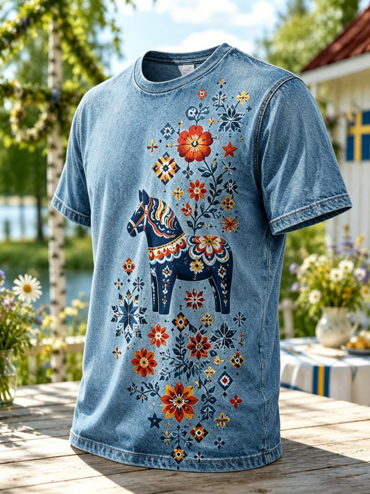 Mäns svenska midsommarfestival Konst Skriv ut T-shirt