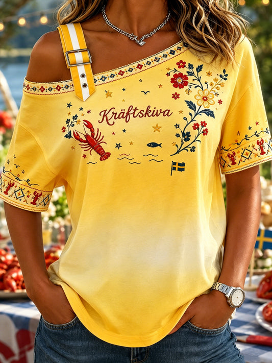 Kvinnors svenska hummerfestival minneskonst Print Topp