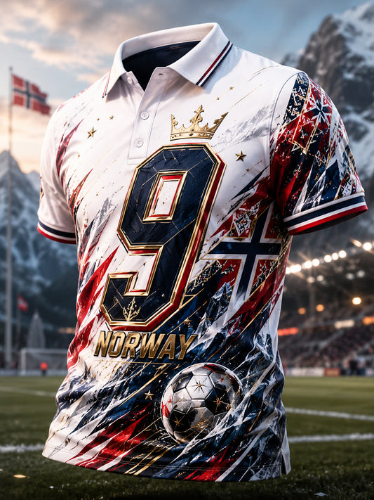 Mäns norska fotboll match cheering Element konst Print Polo tröj