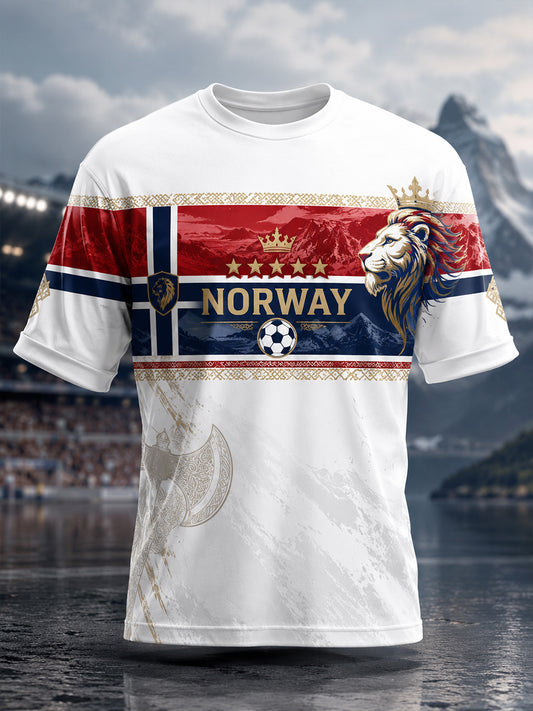 Herrtröja med konsttryck – norskt fotbollsmatch- och hejandelement