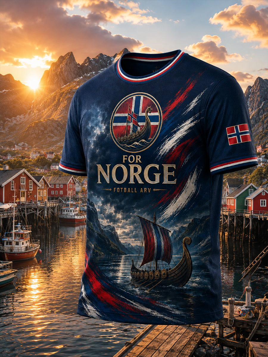 Retro norsk fotbollssupporterstil nordisk konsttryck avslappnad t-shirt