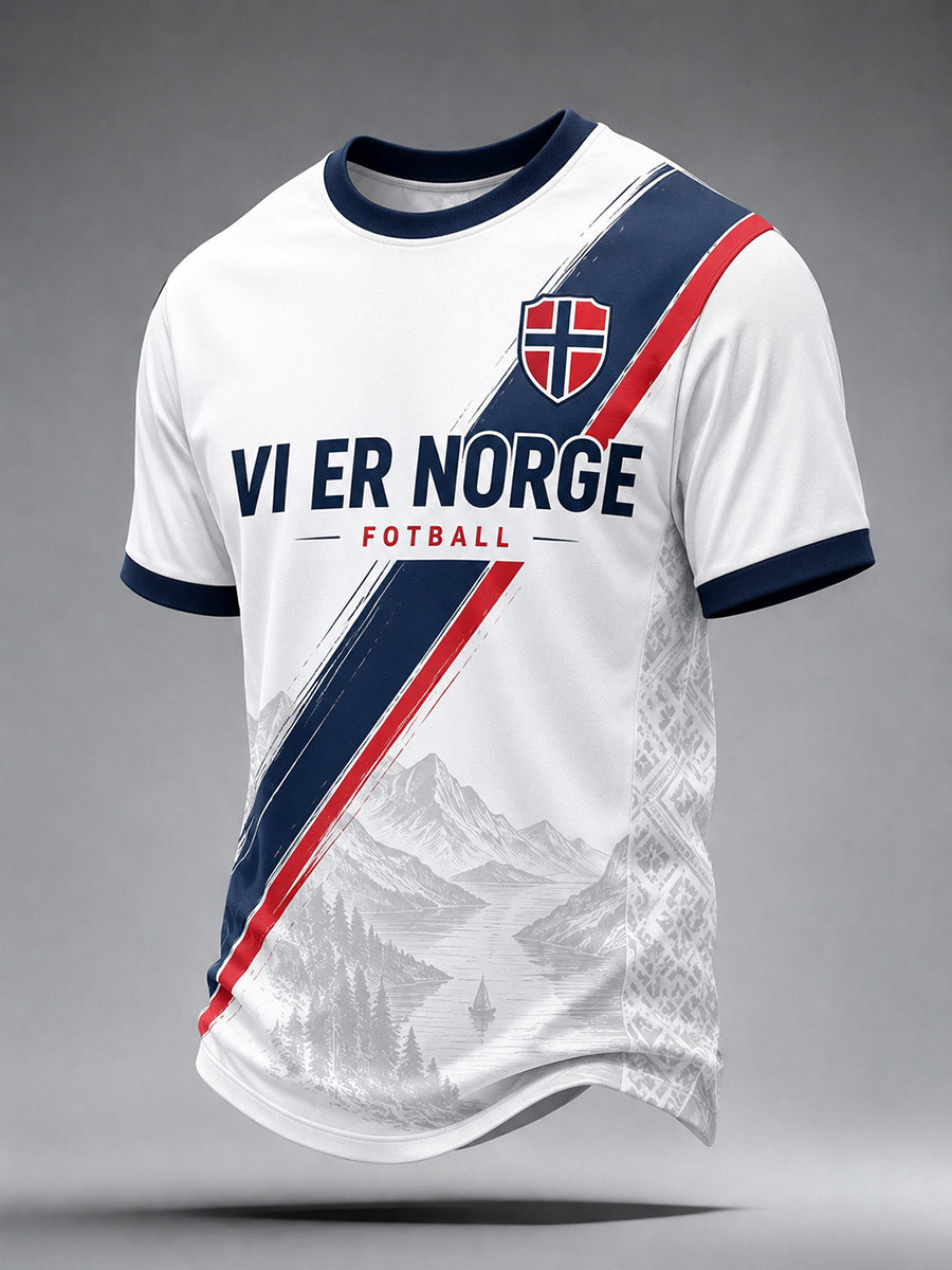 Retro norsk fotbollssupporterstil nordisk konsttryck avslappnad t-shirt