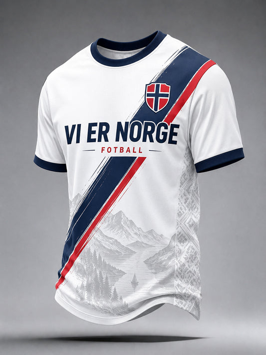 Retro norsk fotbollssupporterstil nordisk konsttryck avslappnad t-shirt