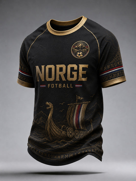 Retro norska fotbollsstil Nordic Art Print Casual T-shirt