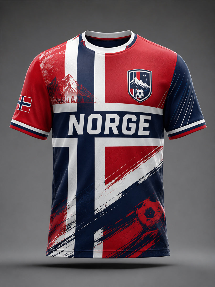 Retro norsk fotbollssupporterstil nordisk konsttryck avslappnad t-shirt
