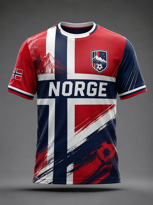Retro norsk fotbollssupporterstil nordisk konsttryck avslappnad t-shirt