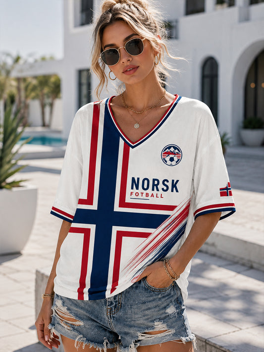 Retro norsk nordisk fotbollsfanart-print avslappnad topp
