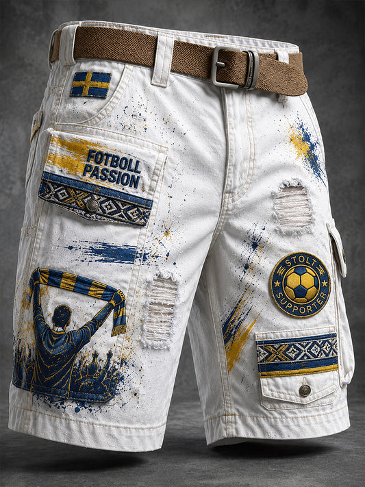 Retro svensk fotbollsfan-konsttryck avslappnade byxor