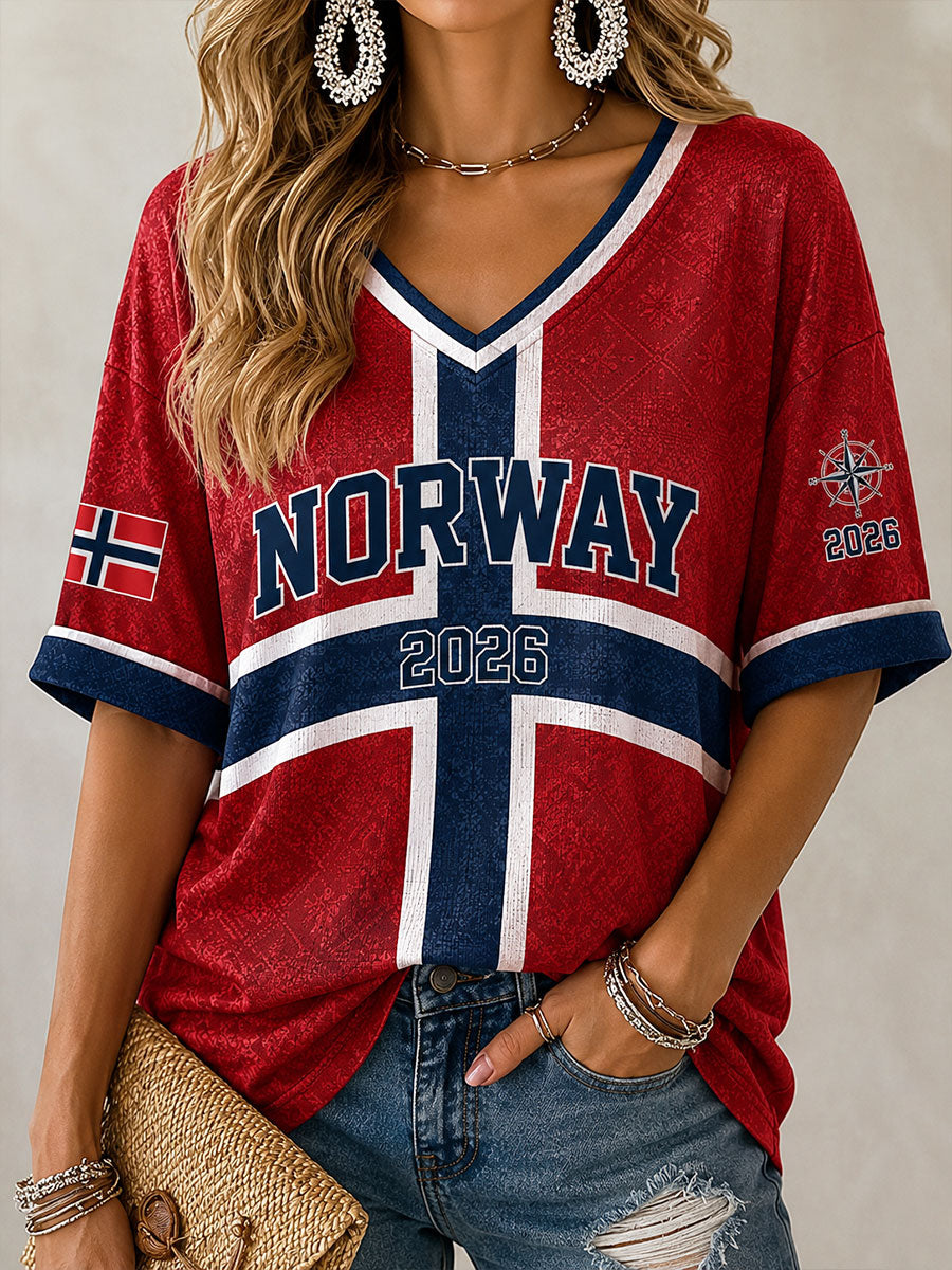 Damernas Norge Fotboll Lässig Sportstil Våffeltröja