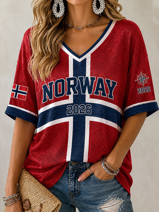 Damernas Norge Fotboll Lässig Sportstil Våffeltröja