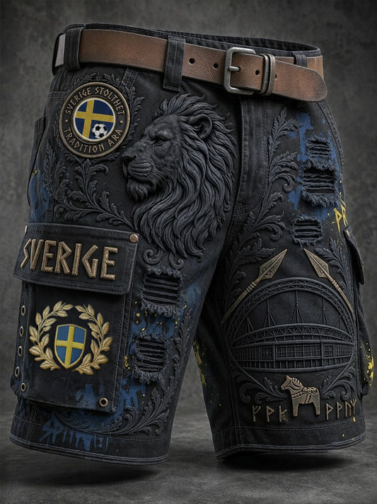 Herrar Retro Sverige Fotbollsläkare 2026 Tryckta Cargoboxershortskor