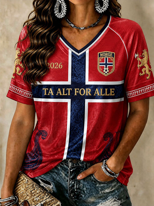 Damers norska fotbollsv-ringade t-shirts
