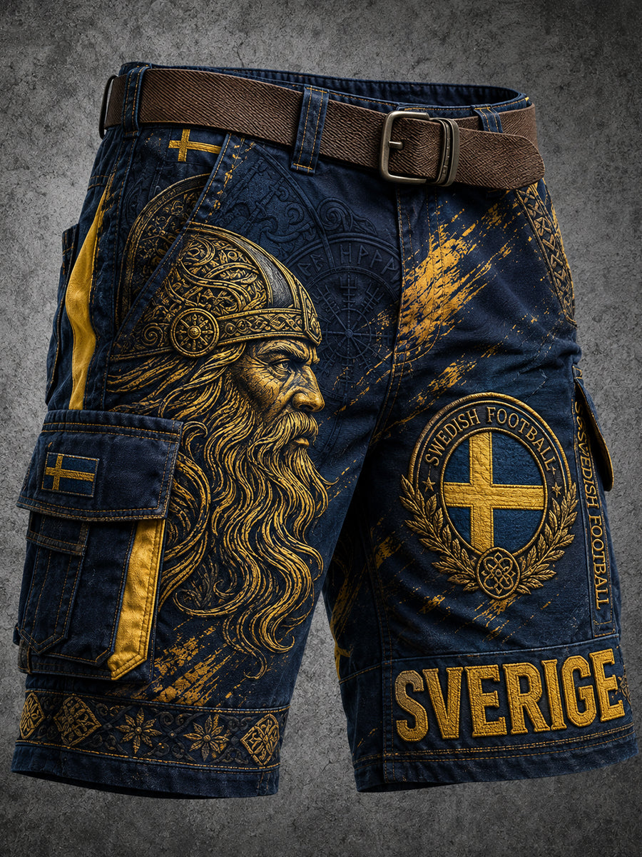 Retro svensk fotbollsfan-konsttryck avslappnade byxor