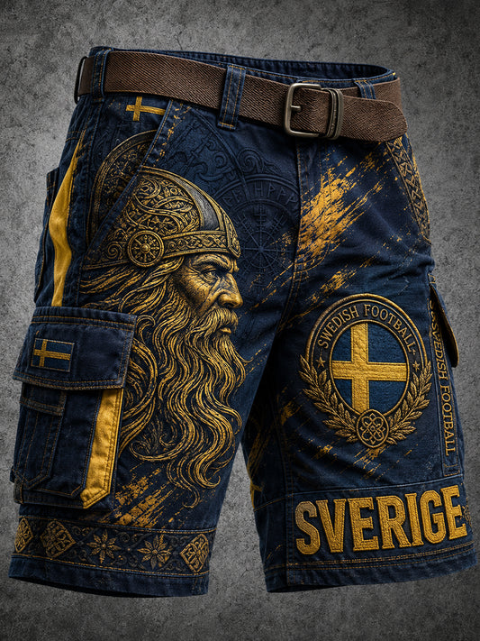 Retro svensk fotbollsfan-konsttryck avslappnade byxor