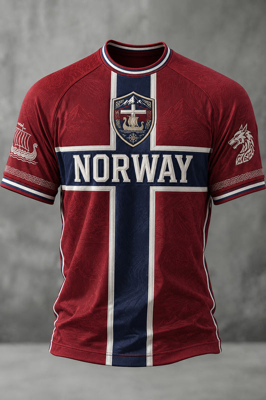 Herrtröja med fotbollsmotiv från Norge
