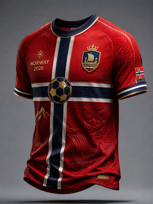 Män 2026 Norge klassisk fotboll T-shirt