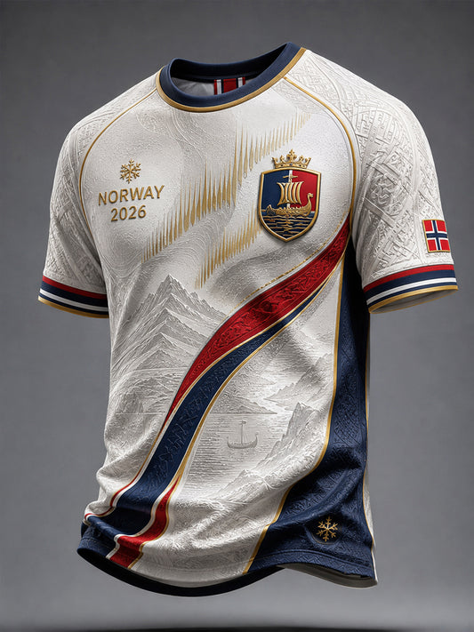Mäns 2026 Norge fotboll fläkt Casual T-shirt