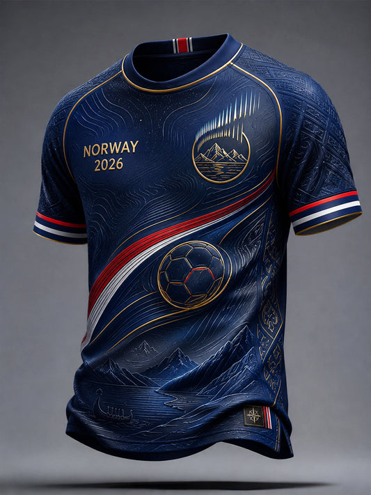 Män 2026 Norge fotbollsfläkt T-shirt