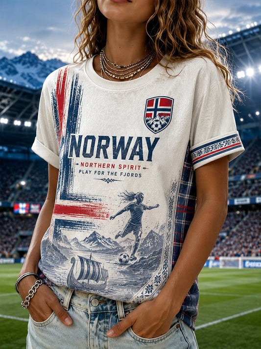 Kvinnors viking fotboll Print Short-Shirt