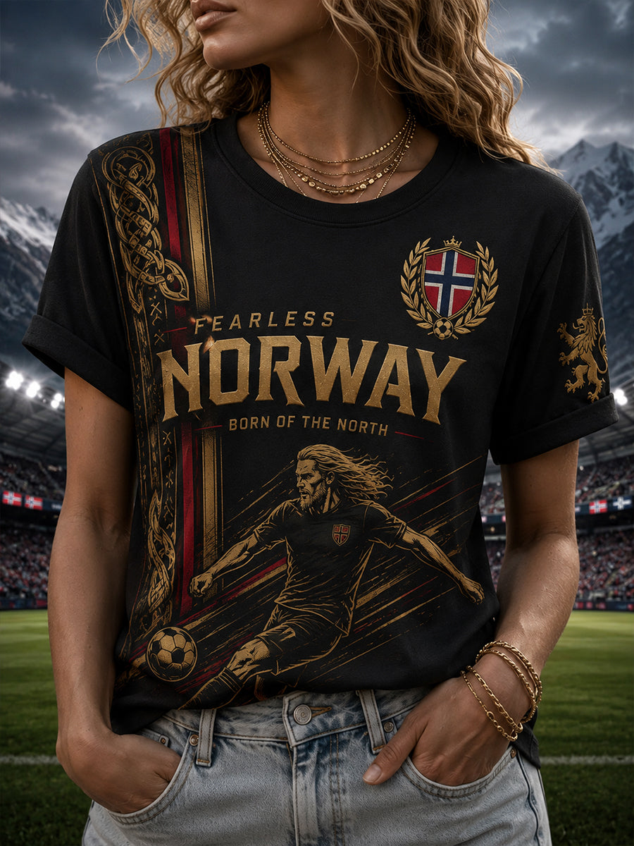 Damtröja med vikingafotbollsmotiv och korta ärmar