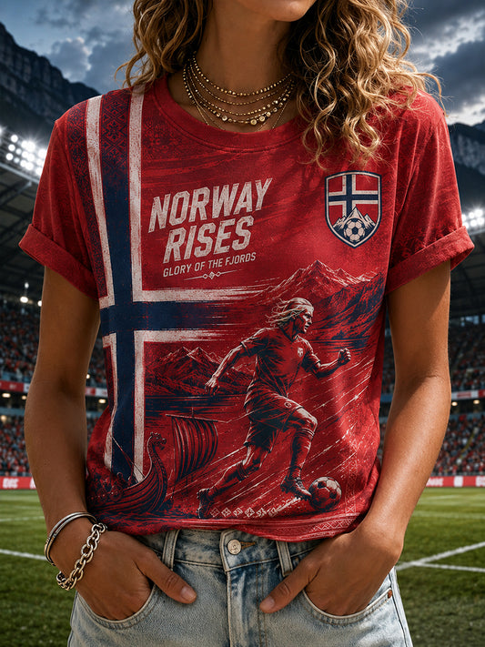 Damtröja med vikingafotbollsmotiv och korta ärmar