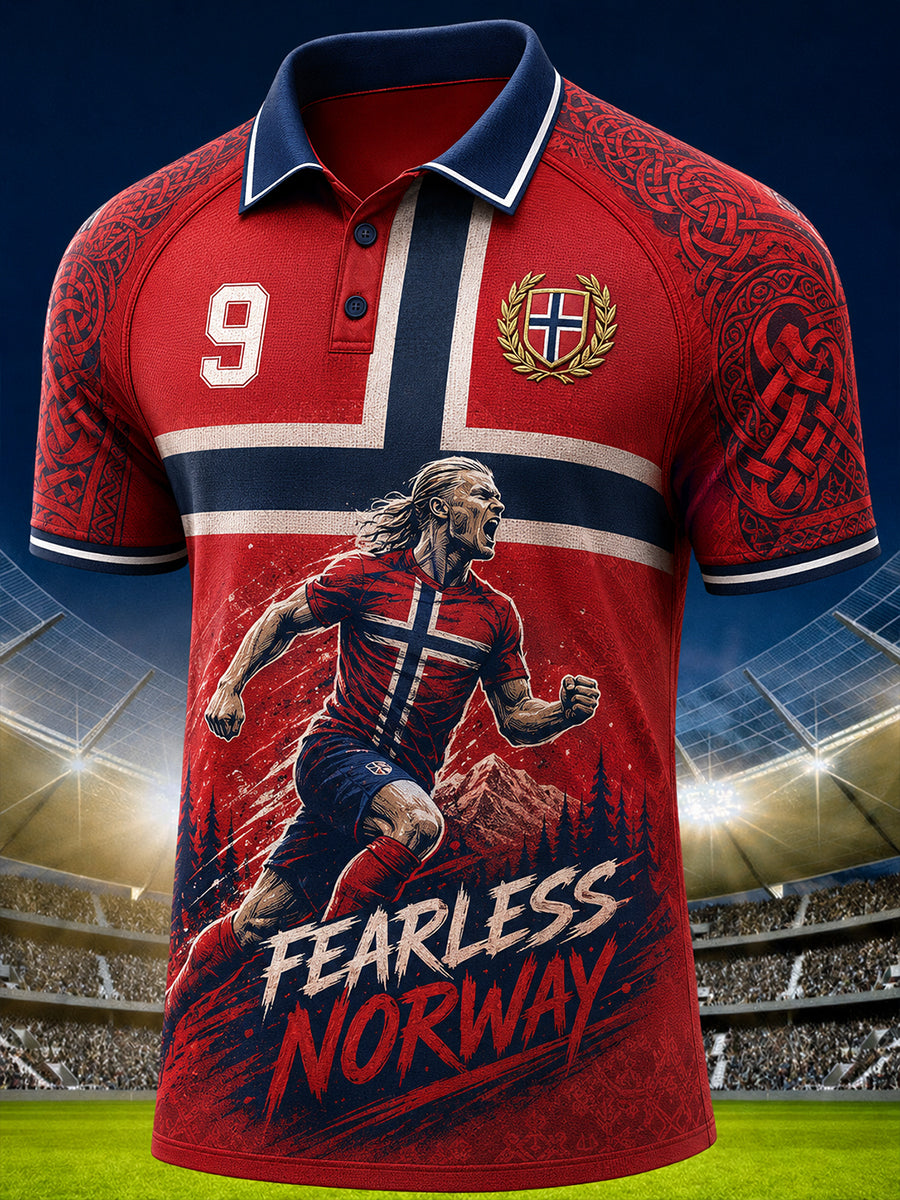 Mäns viking fotboll utskrift kortärmad Polo tröj