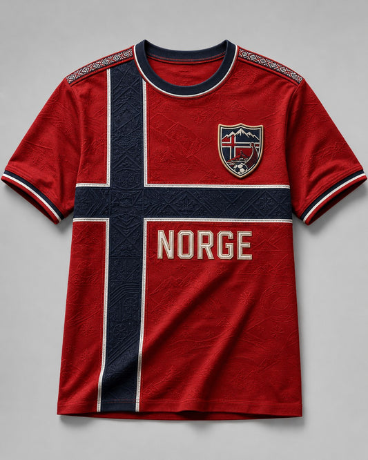 Mäns Norge Fotboll Tryckt T-shirt