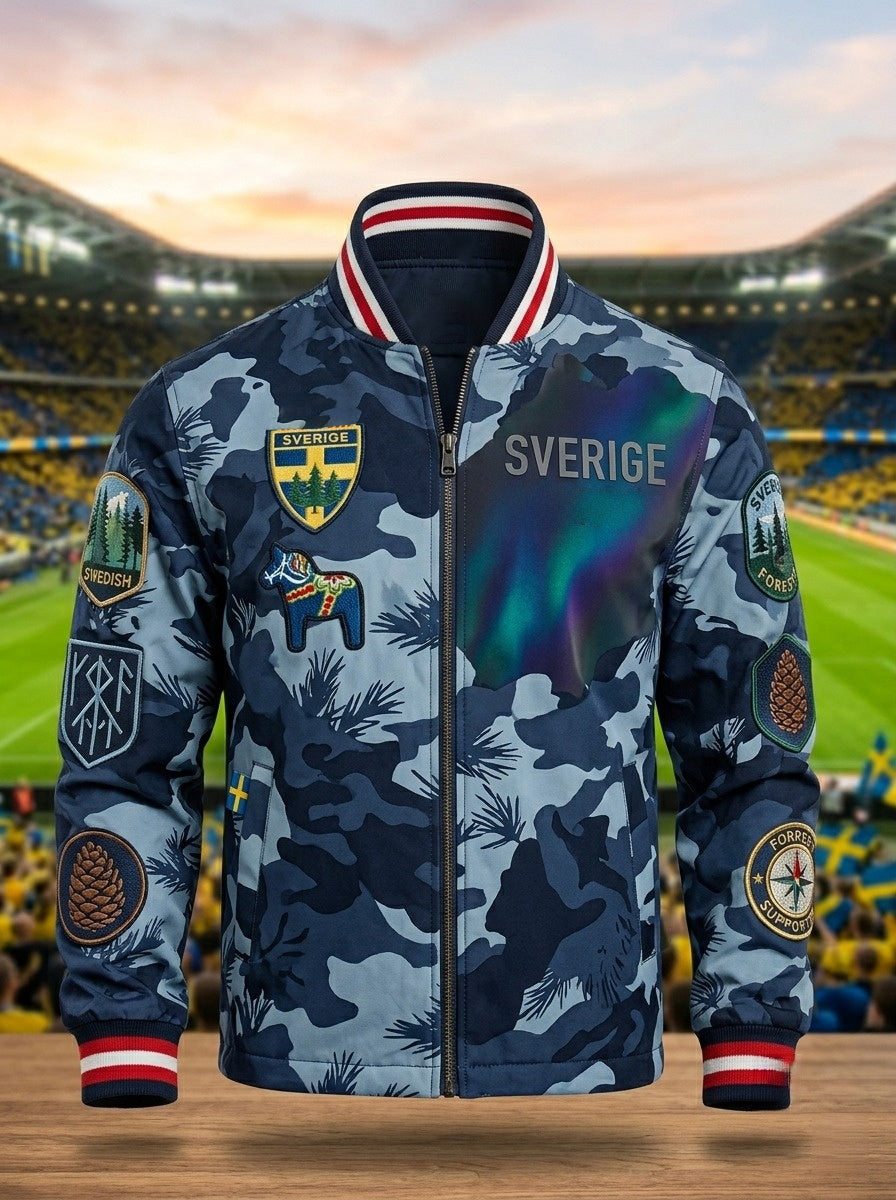 Herrjacka i retrostil med svensk fotbollsmotiv