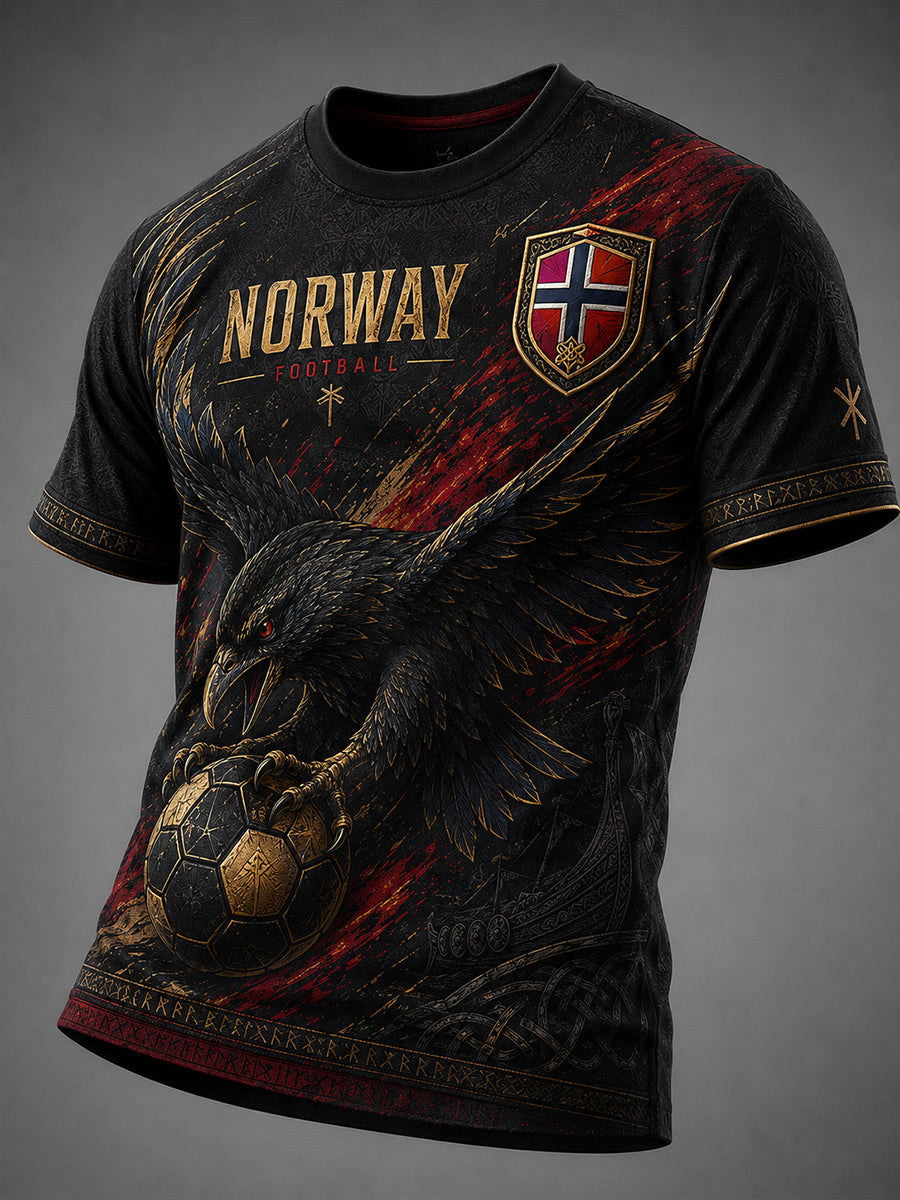 Herrtröja med vikingafotbollstryck och korta ärmarna