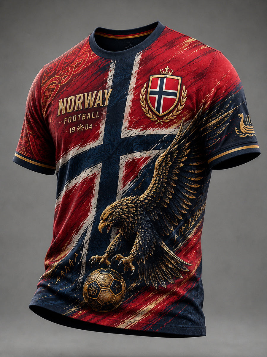Herrtröja med vikingafotbollstryck och korta ärmarna