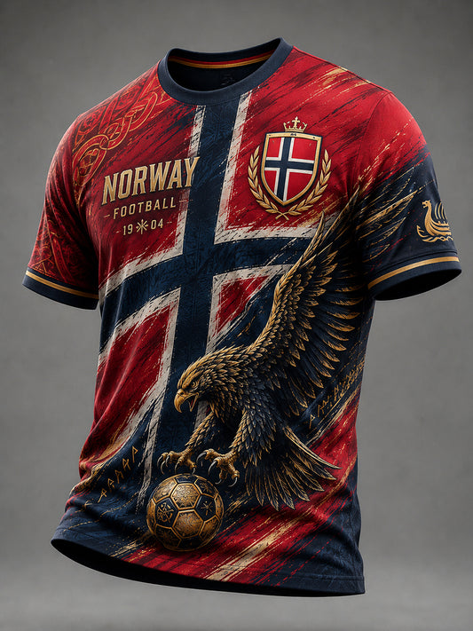 Herrtröja med vikingafotbollstryck och korta ärmarna