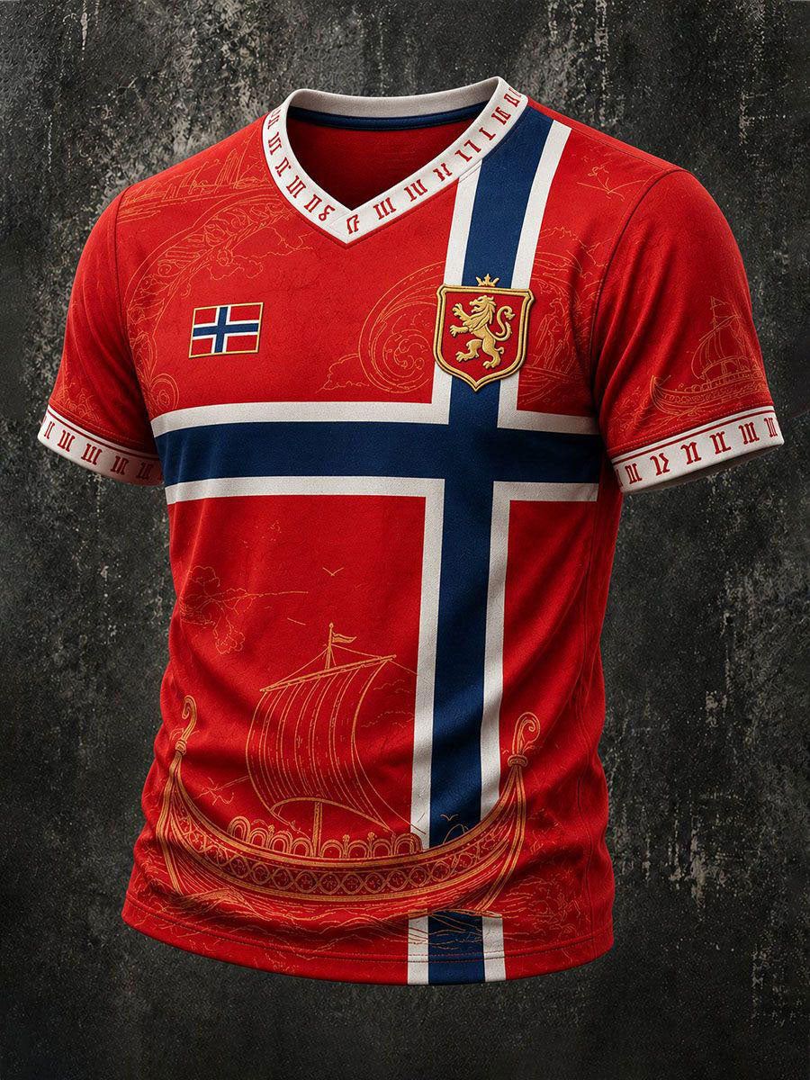 Herrens Norge V-hals T-shirt