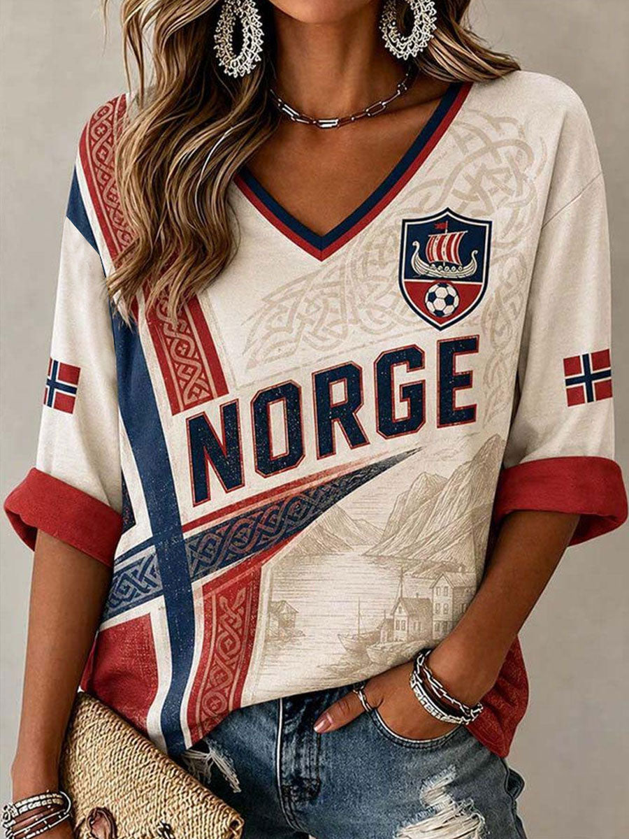 Kvinnorge V-hals T-shirt