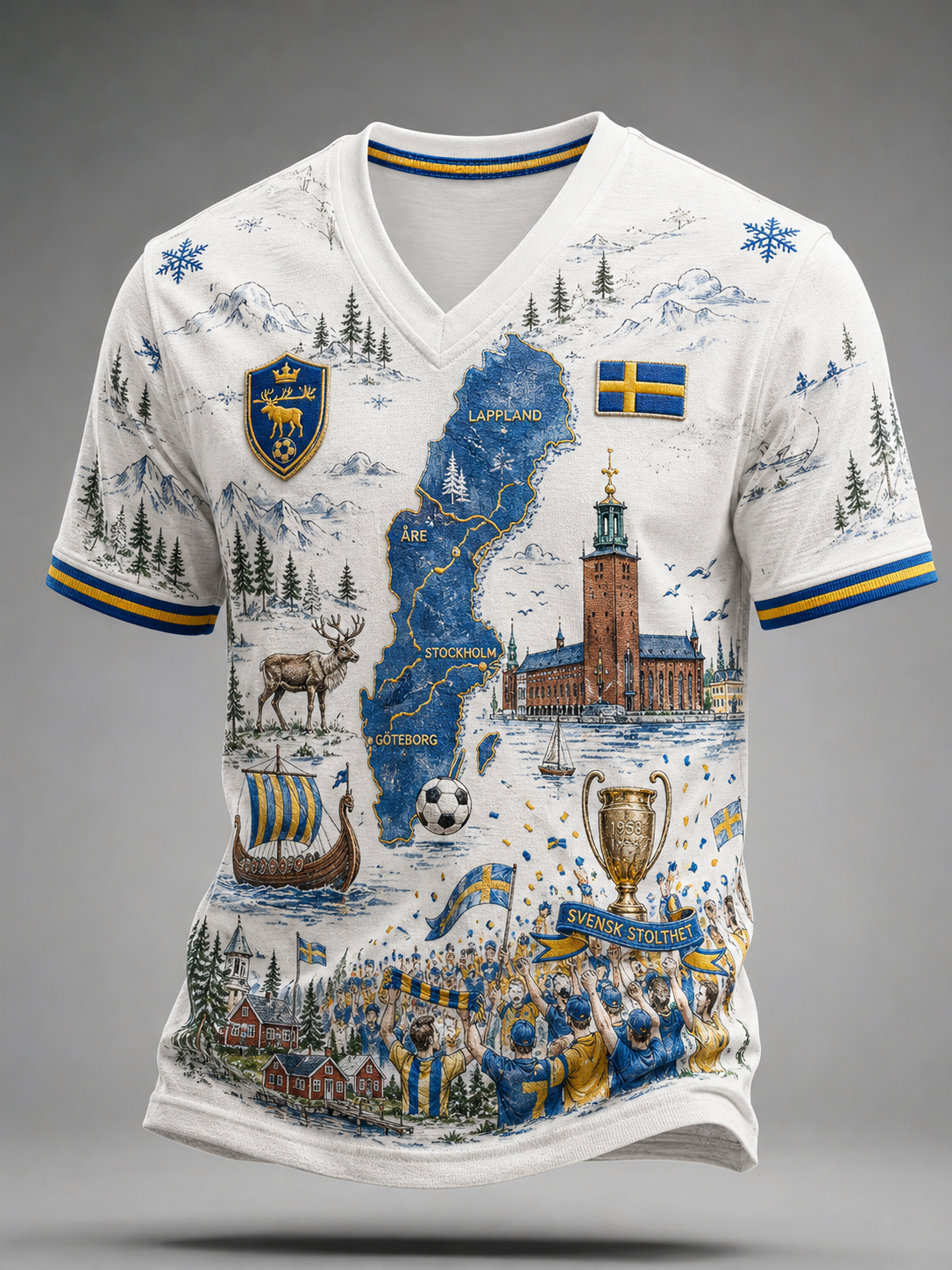 Mäns fotboll I Sverige V-Hack T-shirt