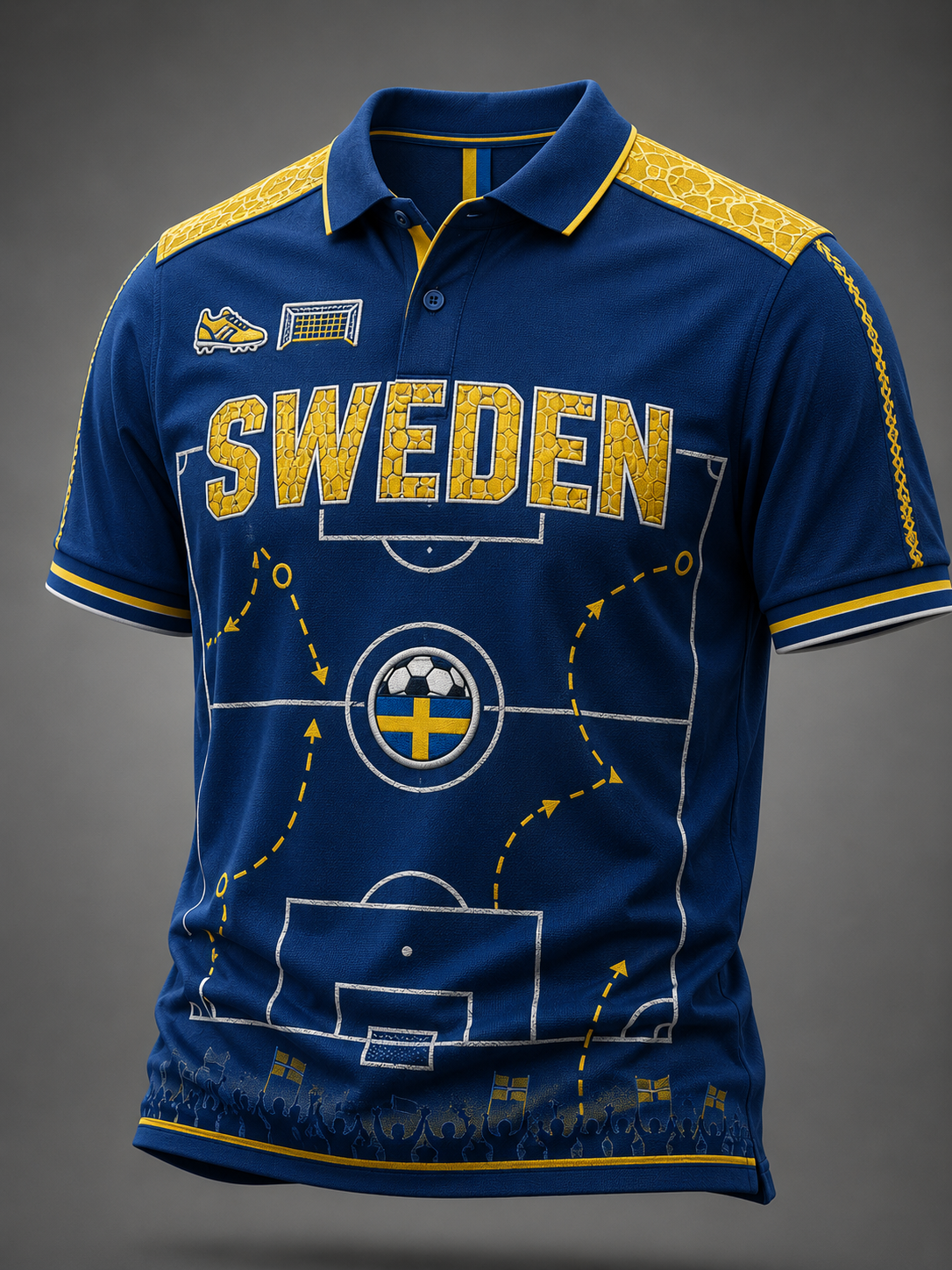 Herrfotboll i Sverige tröja med korta ärmarna