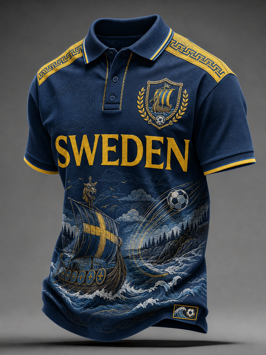 Herrfotboll i Sverige tröja med korta ärmarna