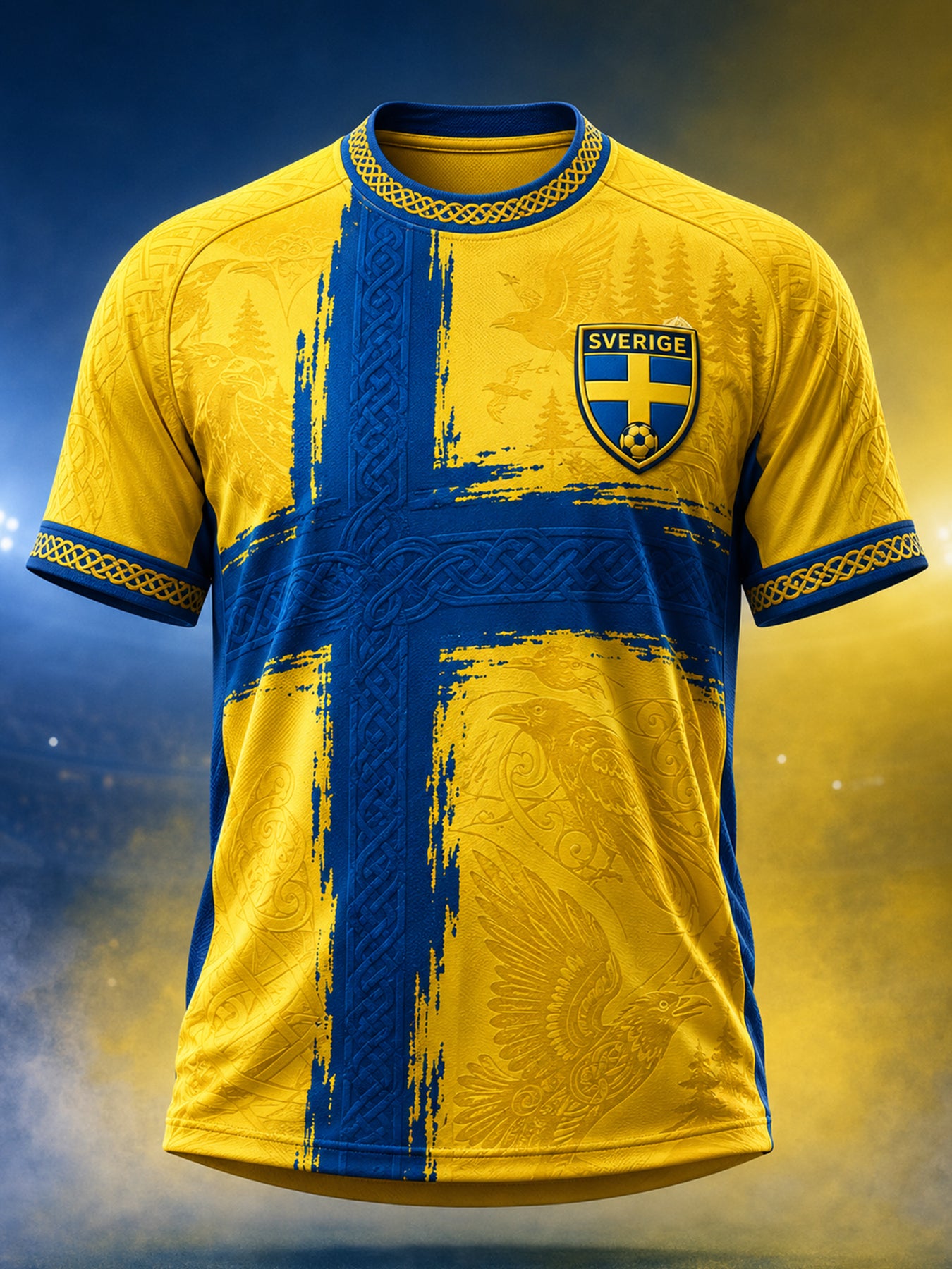Retro svensk fotbollsfan-konsttryck avslappnad t-shirt