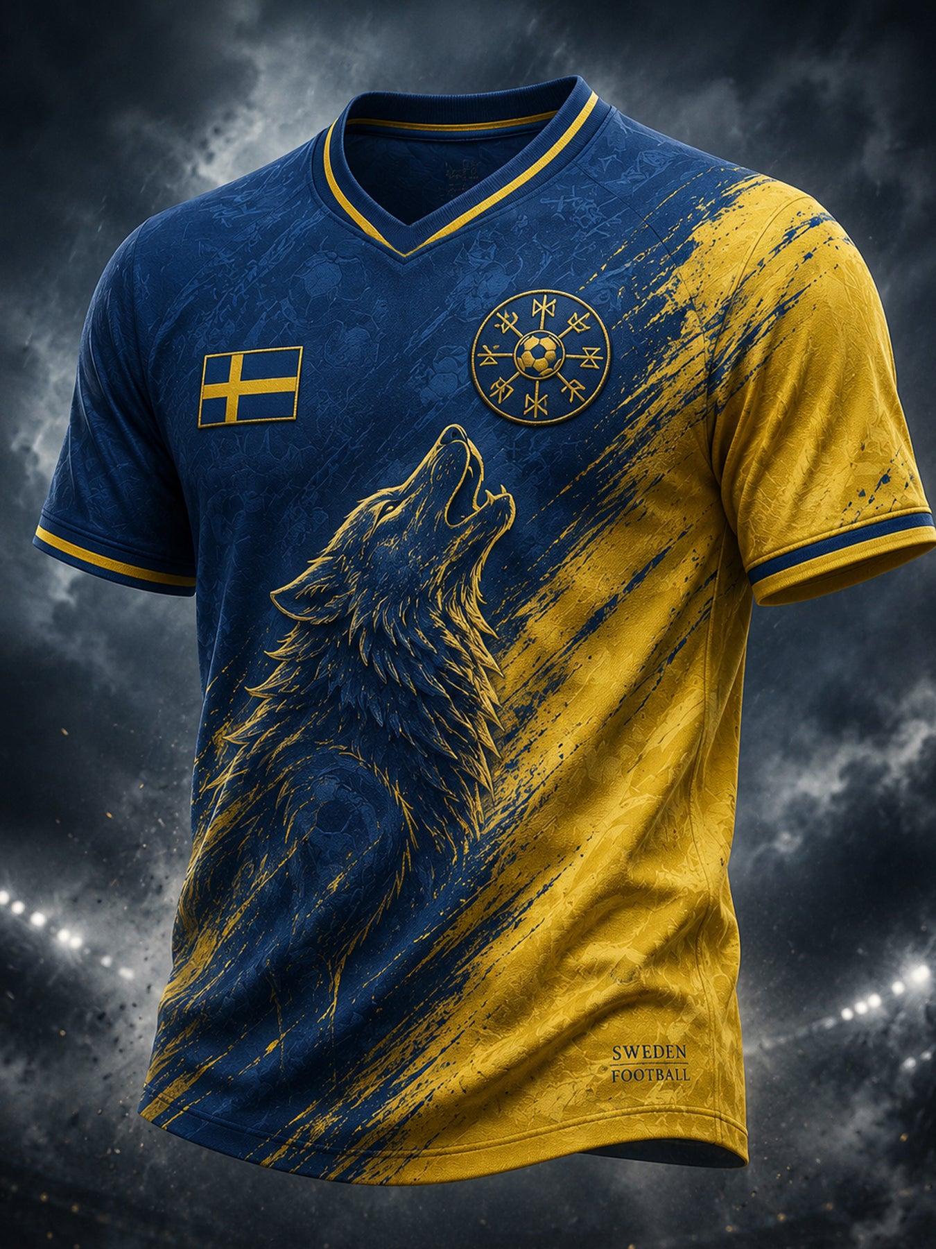Retro svensk fotbollsfan-konsttryck avslappnad t-shirt