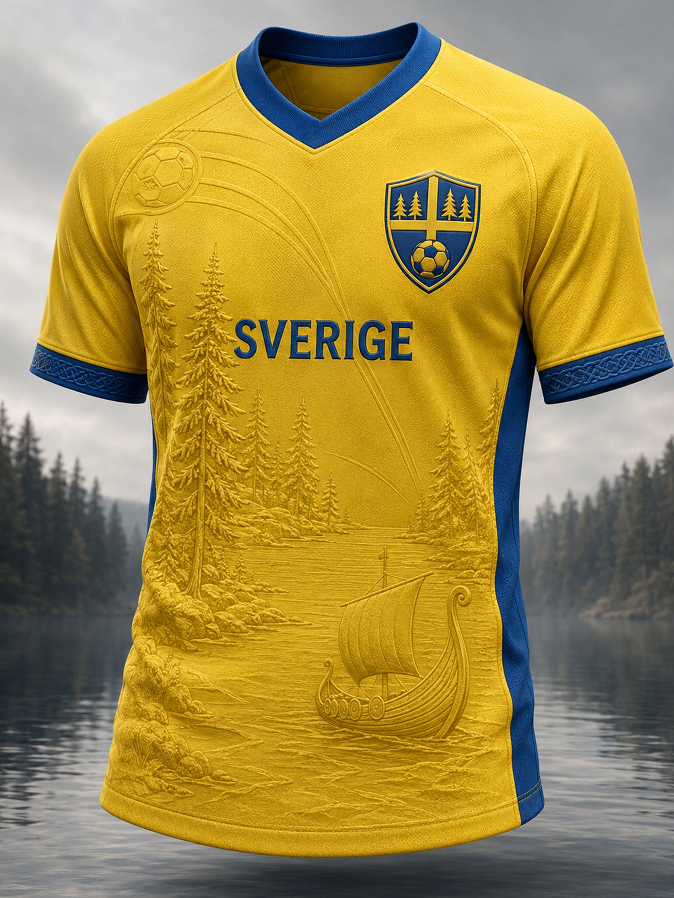 Retro svensk fotbollsfan-konsttryck avslappnad t-shirt