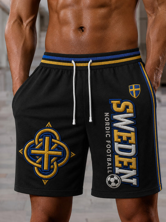 Retro Svensk fotbollsfläkt konst Print Casual Sweatbyxor