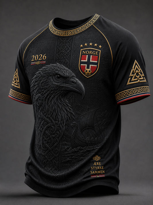 Retro norsk fotbollsfanart-print avslappnad t-shirt