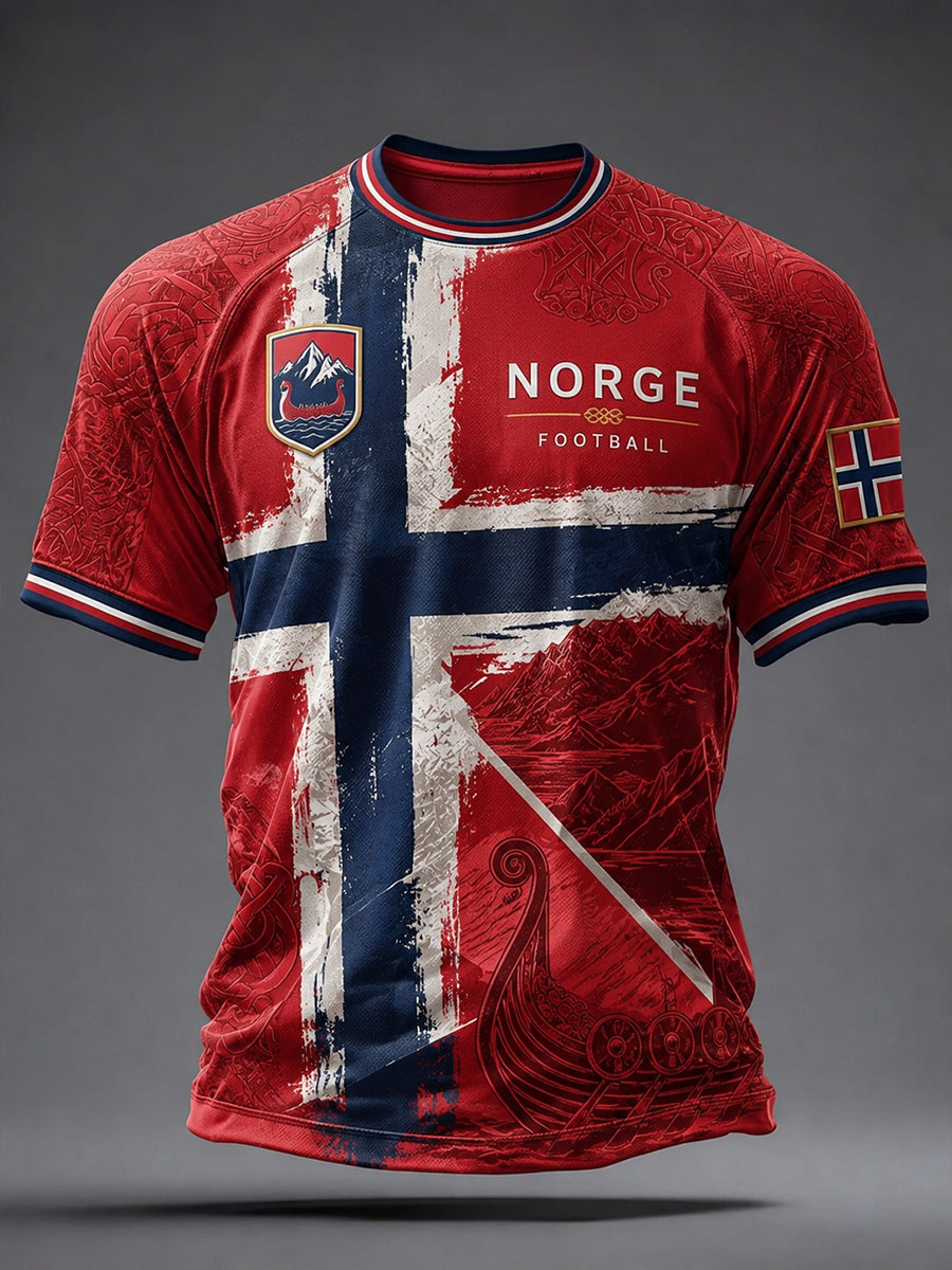 Retro norsk fotbollsfanart-print avslappnad t-shirt
