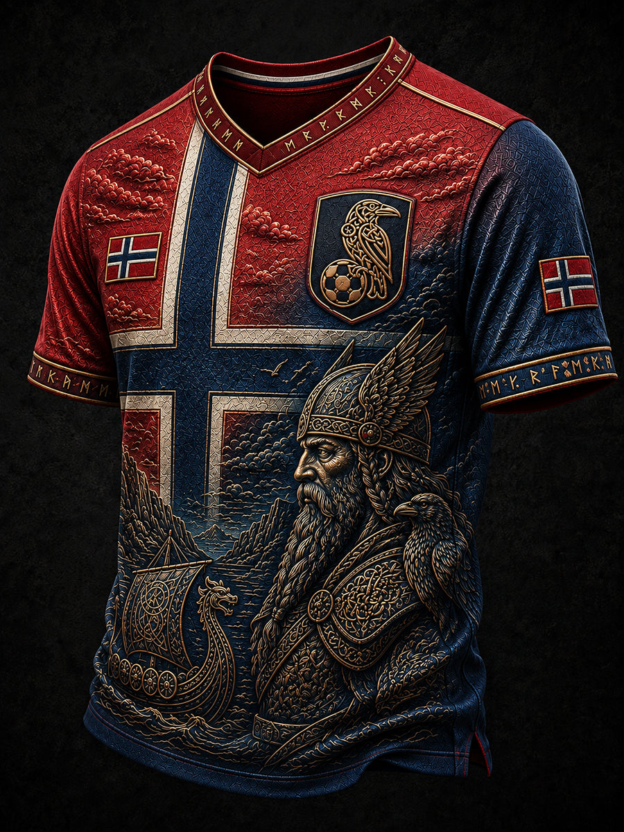 Retro norsk fotbollsfanart-print avslappnad t-shirt