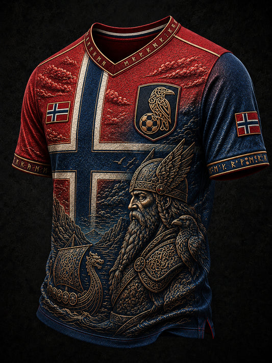 Retro norsk fotbollsfanart-print avslappnad t-shirt