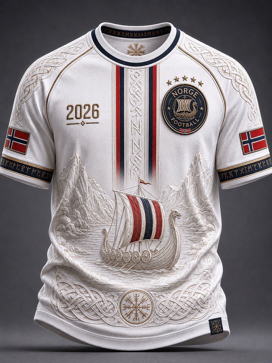 Retro norsk fotbollsfanart-print avslappnad t-shirt