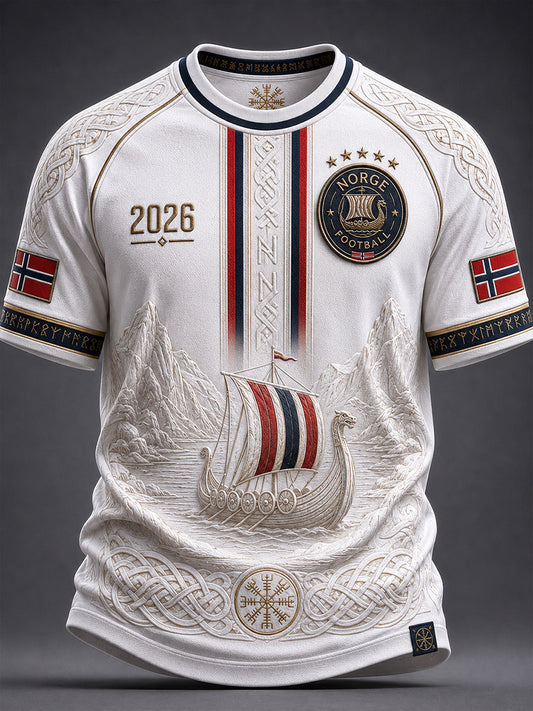 Retro norsk fotbollsfanart-print avslappnad t-shirt