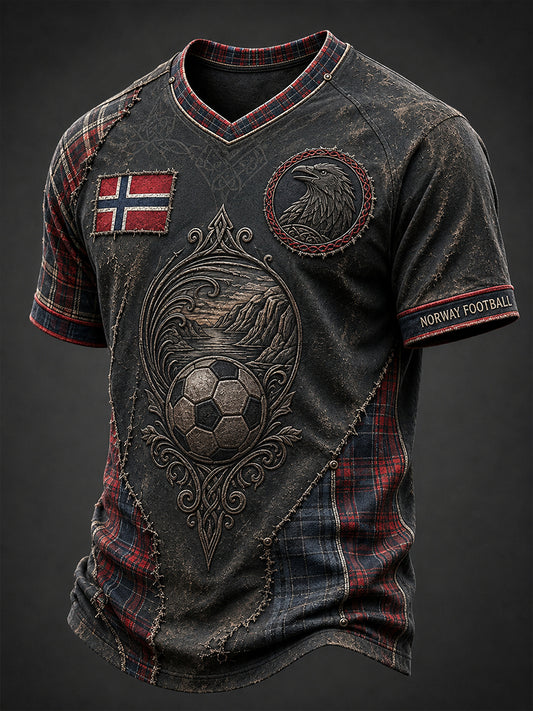 Retro norsk fotbollsfanart-print avslappnad t-shirt