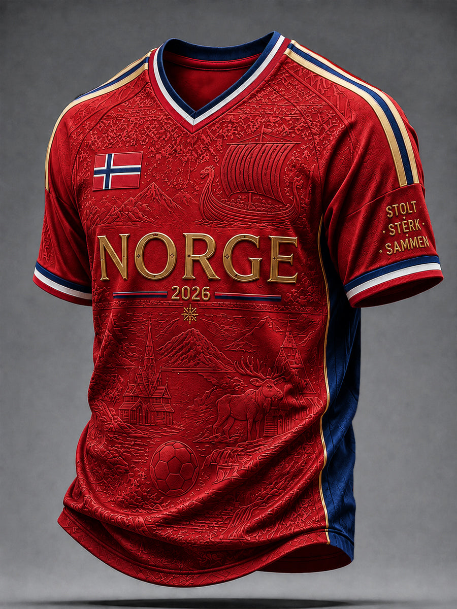 Norge 2026 Classic Casual V-Hack T-shirt