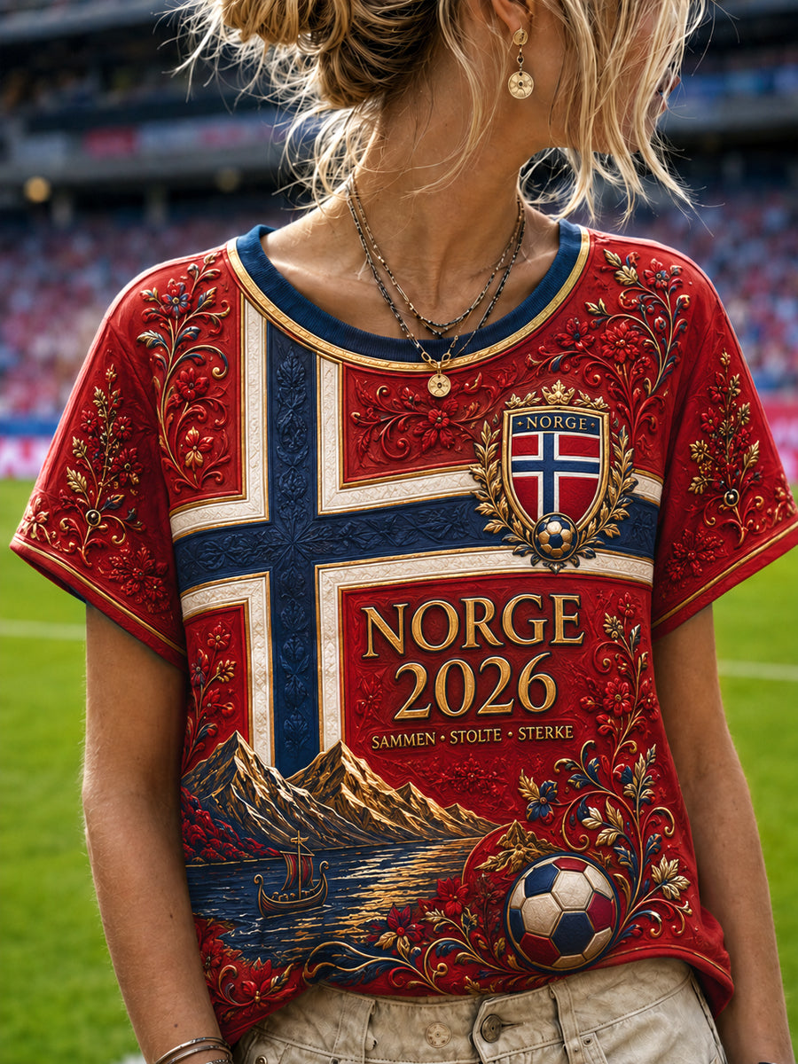 Kvinnorge 2026 Fotboll Floral Classic T-shirt